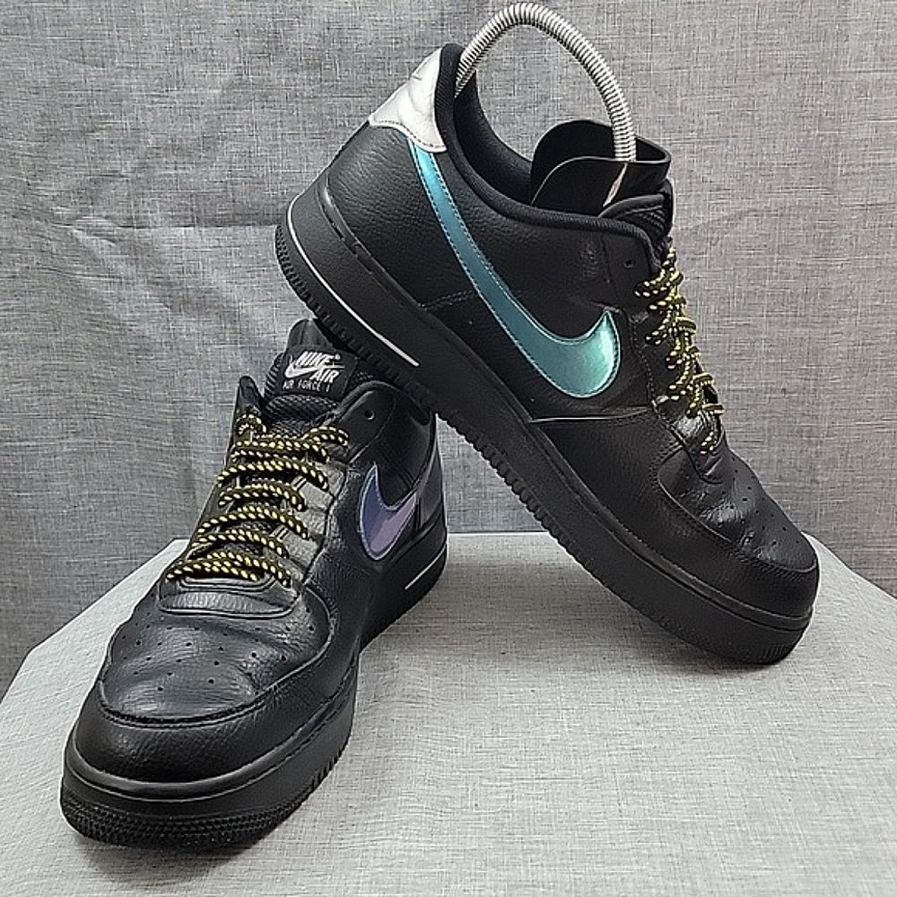 Nike Air Force 1 '07 Low Black Blue Lightning FD0654-001 Men's Size 13 US